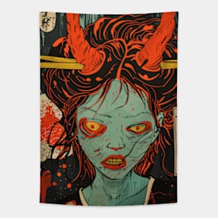 A Japanese Aesthetic Horror Art Tapestry