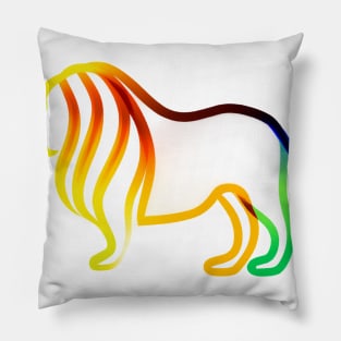 Cute Color Gradient Lion Shape Outline Drawing Pillow