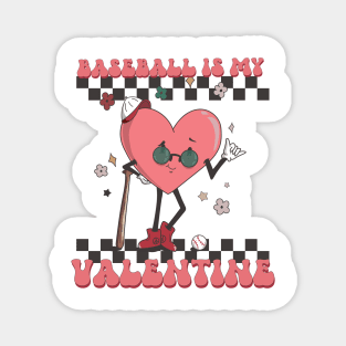 Retro Baseball Valentines Day, Baseball Is My Valentine, Baseball Heart Magnet