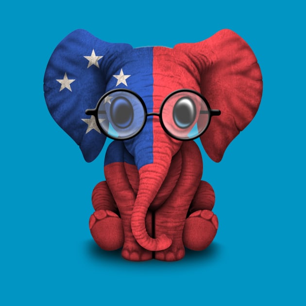 Baby Elephant with Glasses and Samoan Flag by jeffbartels