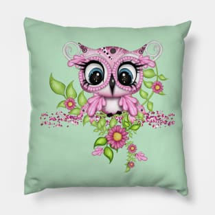 Cute pink owl Pillow