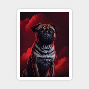 a pug in the sky portrait painting Magnet