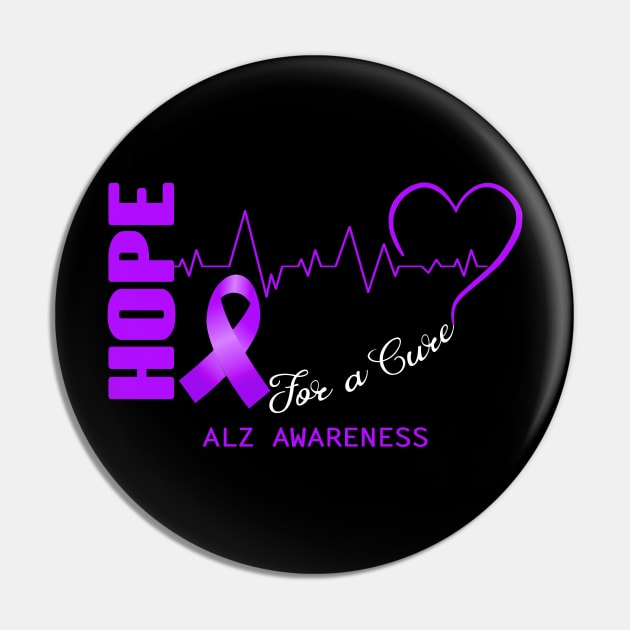 Hope For A Cure ALZ Awareness Support ALZ Warrior Gifts Pin by ThePassion99