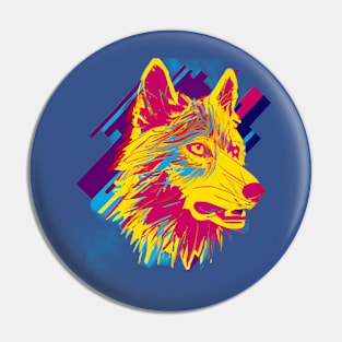 Pop Art Wolf Head Pin