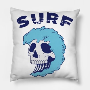 skull surf wild Pillow