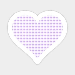 Pale Purple and White Gingham Heart Magnet