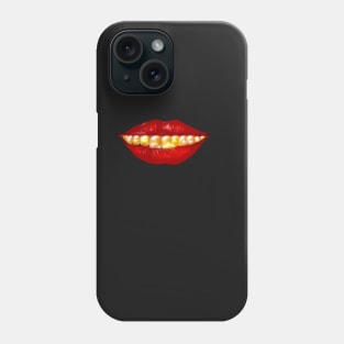 Smiling red lips and gold teeth Phone Case