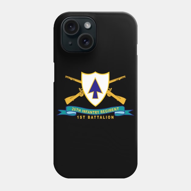 26th Infantry Regiment - DUI w Br - Ribbon - 1st Bn X 300 Phone Case by twix123844