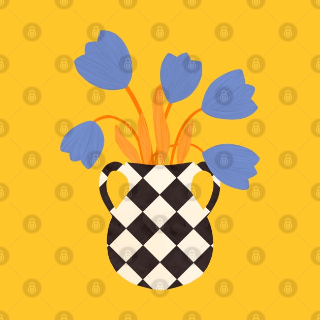 Checkered vase and tulips by Elbuenlimon