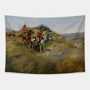 "Buffalo Hunt Approach" by Charles M Russell Tapestry