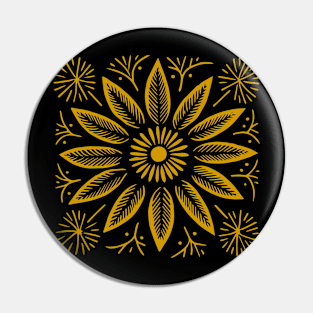 Lino Cut Flowers Pin