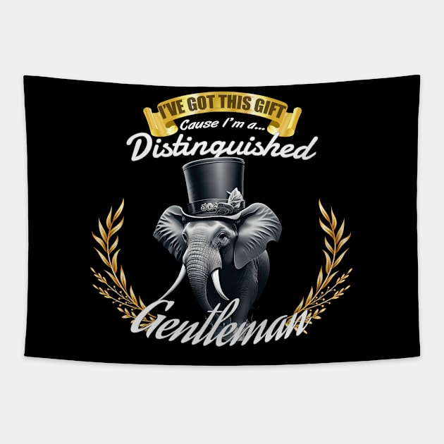 The Distinguished Elephant Gentleman Tapestry by Asarteon