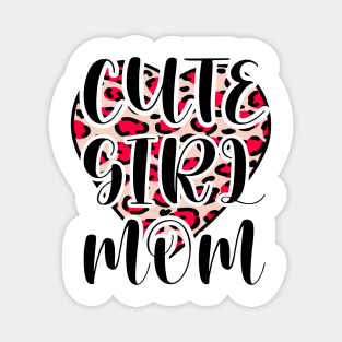 Cute Girl Mom Leopard Heart Mother's Day Girl Mama Mom Magnet