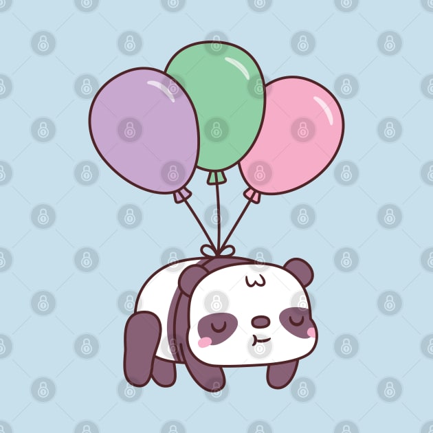 Cute Little Panda Flying With Balloons by rustydoodle