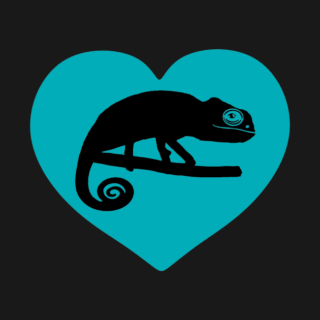 Blue Cute Chameleon Heart for Chameleon Lovers by Mochi Merch