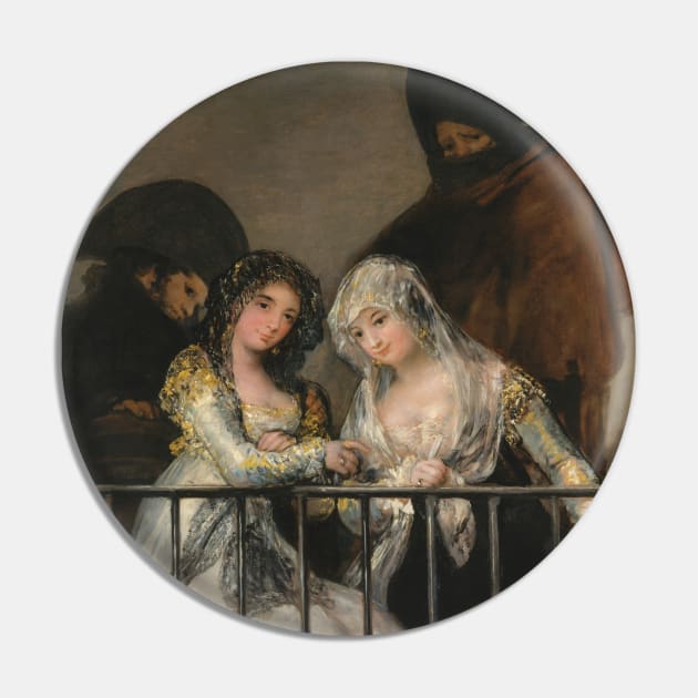 Majas on a Balcony by Francisco Goya Pin by Classic Art Stall