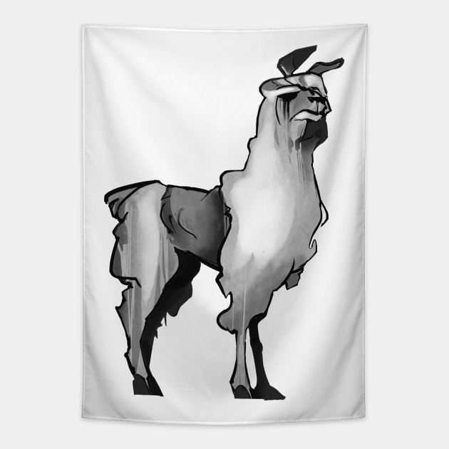 Cartoony Doomed Llama Tapestry by EveryAny