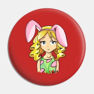 Happy Easter Bunny, Cute Face Girl Shirt Pin