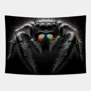 Monochromatic Jumping Spider Within Color Splash Tapestry