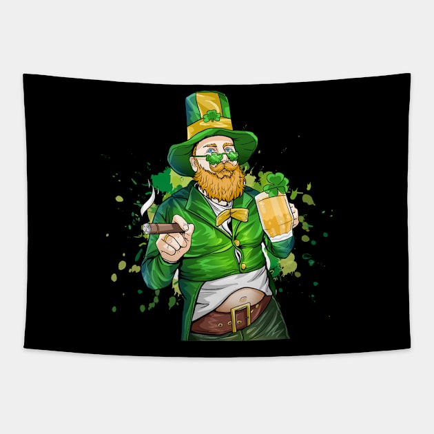 Ciggarette and beer st patrick's day Tapestry by dyazagita