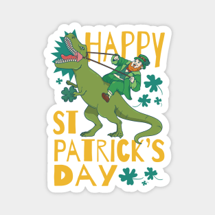 Lucky Leprechaun on a Dino Adventure: Happy St. Pat's! Magnet