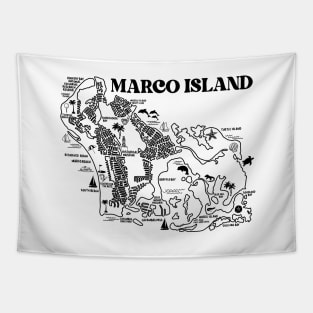 Marco Island Map White Tapestry