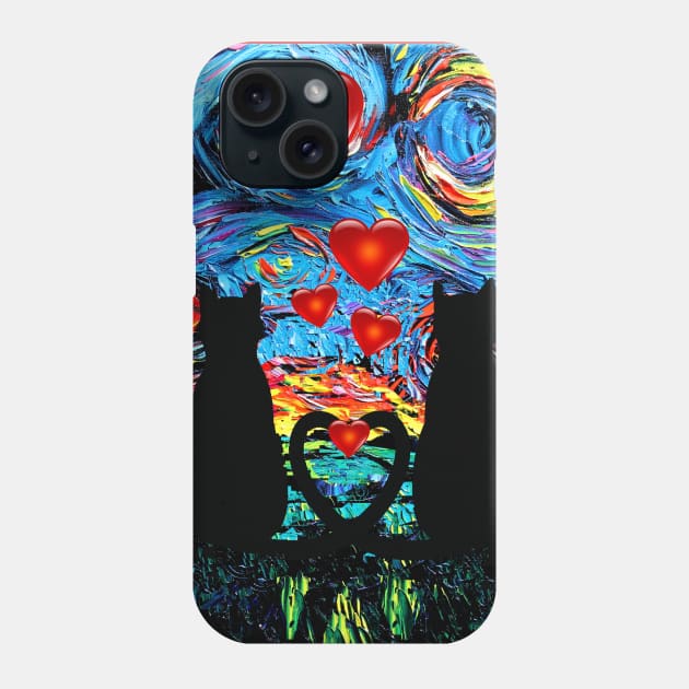 van Gogh's Cats In Love (with hearts) Phone Case by sagittariusgallery