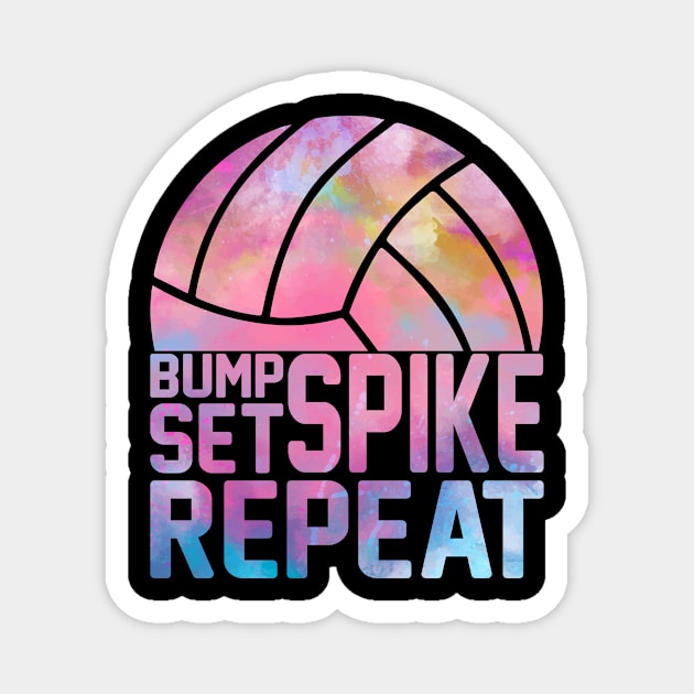 Colorful Teen Girls Volleyball Bump Set Spike Repeat Magnet by Nicki-Merch