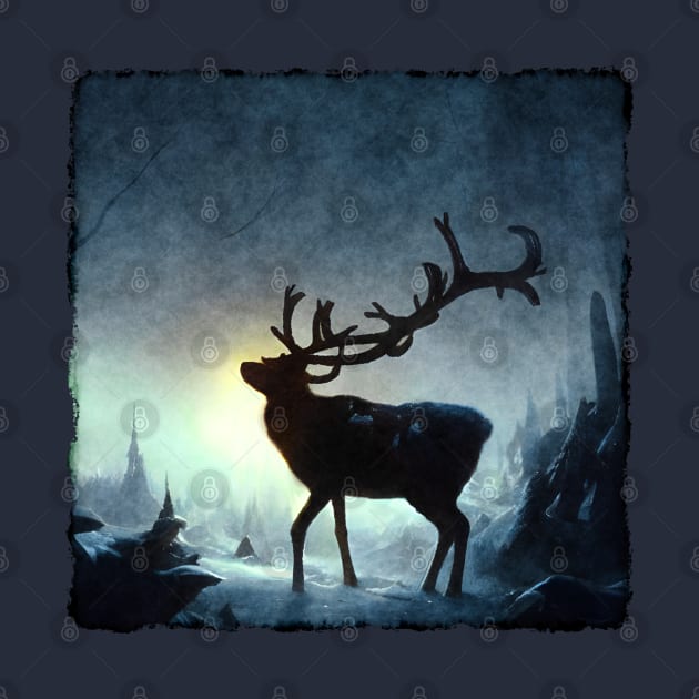 Winter Reindeer - Fantasy - Christmas snow scene by Off the Page