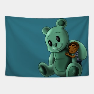 African American Boy and Teddy Bear Tapestry