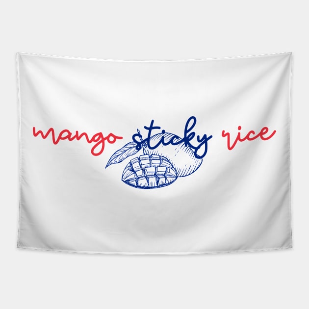 mango sticky rice - Thai red and blue - Flag color - with sketch Tapestry by habibitravels