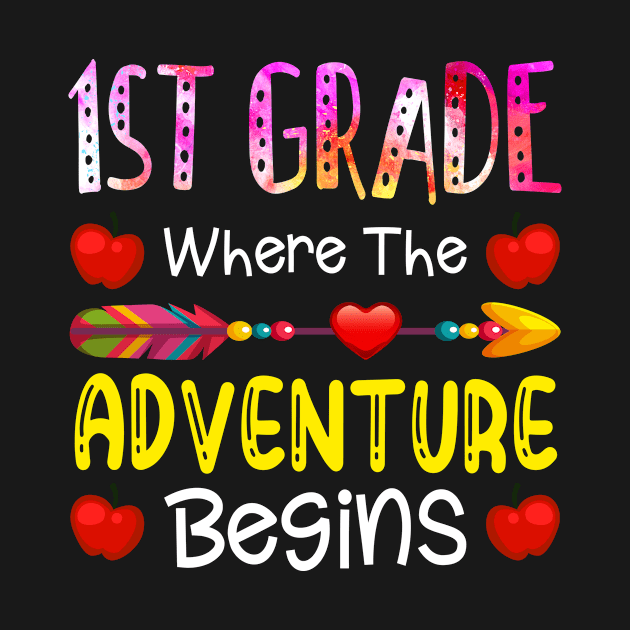 Kids First Grade Where The Adventure Begins Cute Gift by schirmerbas