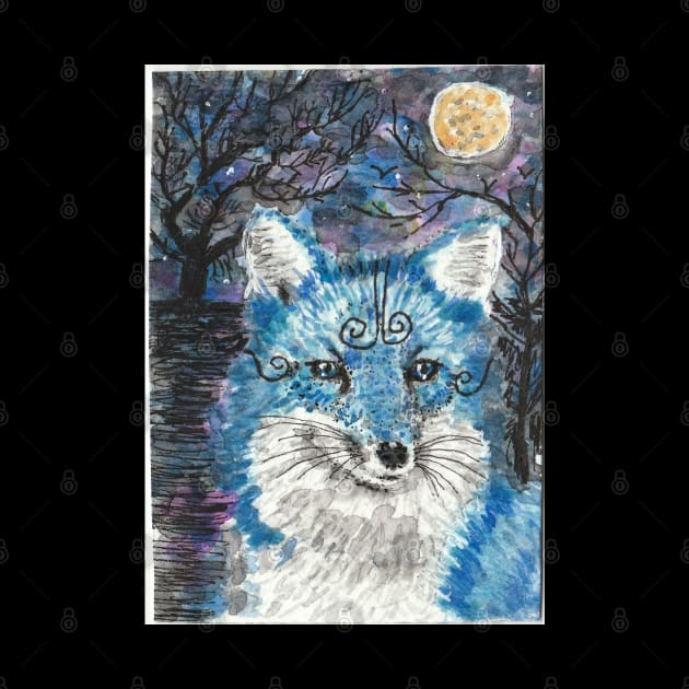 Blue fox  moon by SamsArtworks