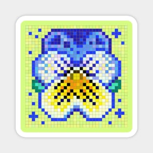 Celestial Blue And Yellow Pansy Pixel Art Magnet