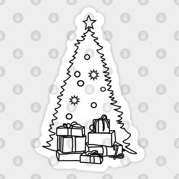 Christmas Tree And Presents Outline Christmas Aufkleber Teepublic De