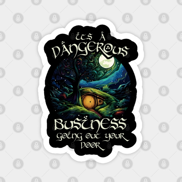 It's a Dangerous Business - Whimsical Halfling Hole - Fantasy Magnet by Fenay-Designs