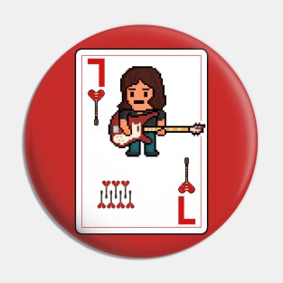 Pixelrockstars Seven of Hearts Playing Card Pin