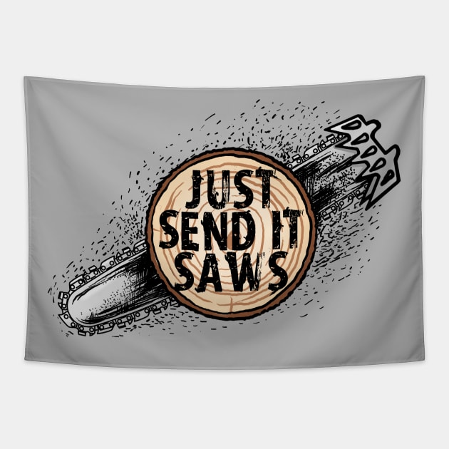 Log Cut Tapestry by Just Send It Saws