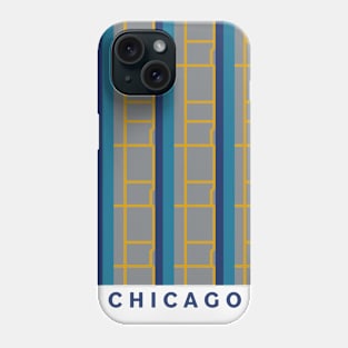 Abstract Geometric Chicago Flag and Cityscape Phone Case