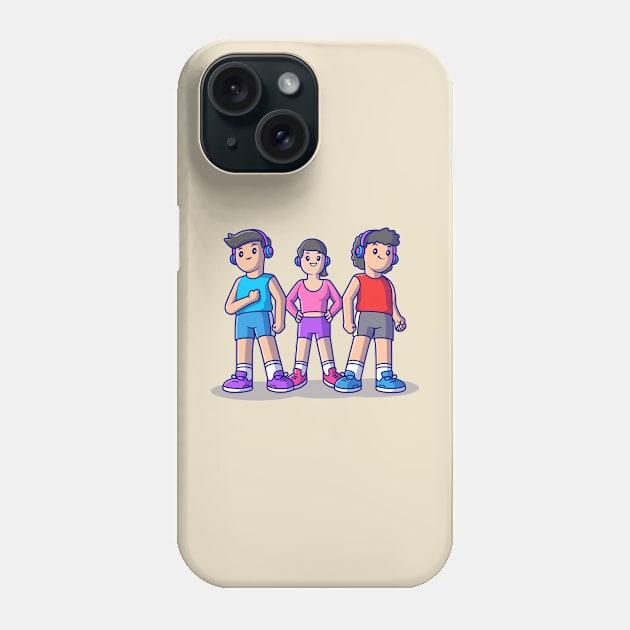 Cute People Running Cartoon Phone Case by Catalyst Labs