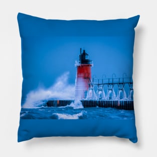 Winter Waves Breaking South Haven Pillow