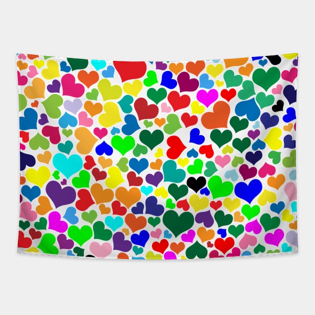 valentine rainbow hearts Tapestry by gossiprag