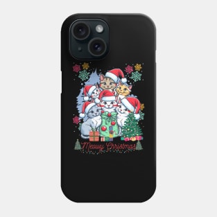 Merry Cristmas with red black cat Phone Case