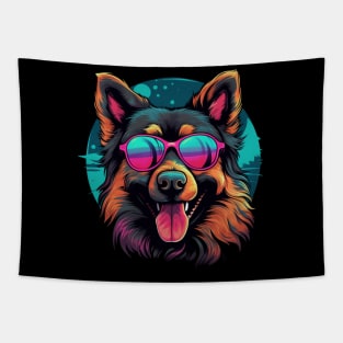 Retro Wave Shepherd Dog Tapestry