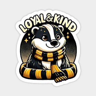 Loyal and Kind - Badger with a Scarf - Fantasy Magnet