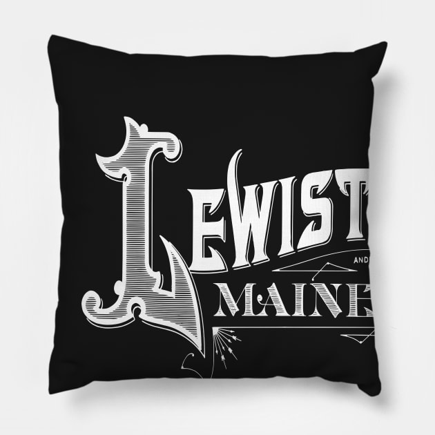 Vintage Lewiston, ME Pillow by DonDota