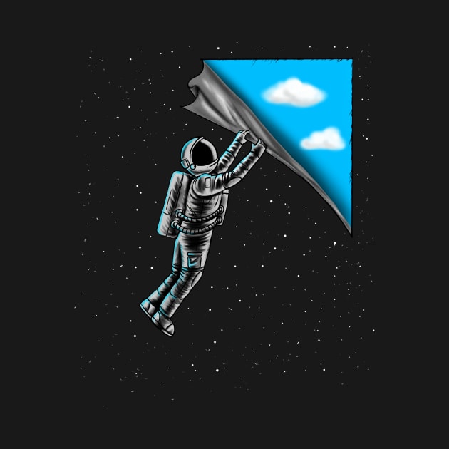 Astronaut open the sky by coffeeman