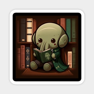 Chibi Cthulhu says "Reading is good for the soul" Magnet