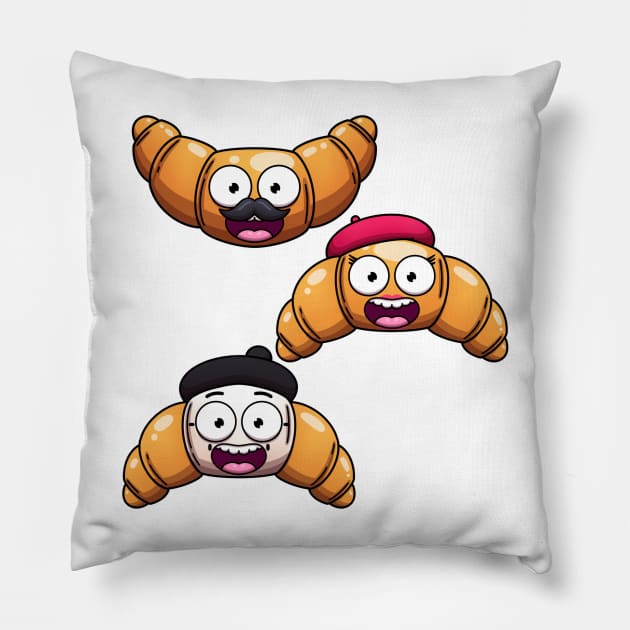 Funny French Croissants Pillow by TheMaskedTooner