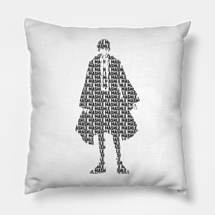 Mashle : Magic and Muscles Anime Characters Design : Mash Burnedead Minimalist Silhouette with Cool Transparent Black Text Typography Pillow